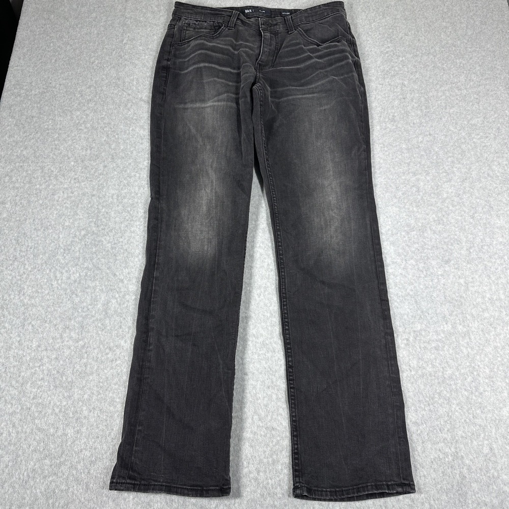 BKE Buckle Nolan Straight Fit Men's 31x34 Black Demin Pants Faded Whiskered